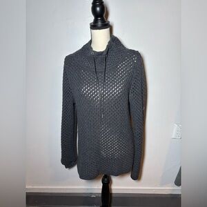 ST JOHN Wool blend dark gray open knit long sleeve sweater size M